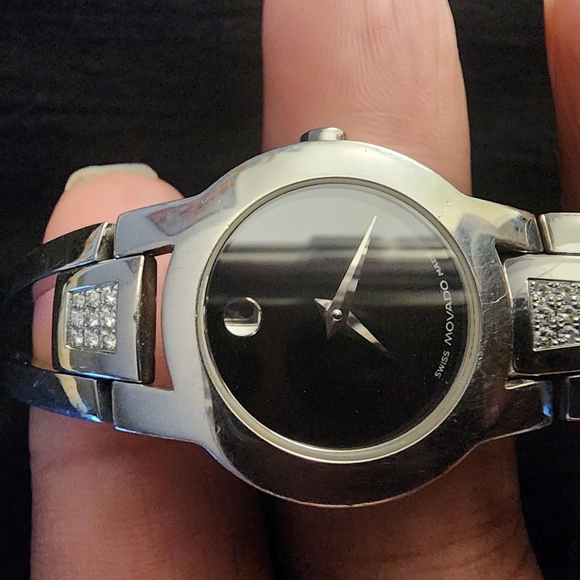Movado Accessories - MOVADO Amorosa Silver & Black with diamond accent